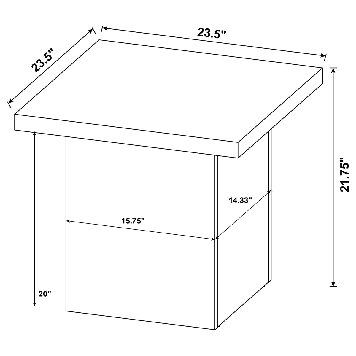 Devar 2-piece Square Cocktail Coffee End Table Set Black