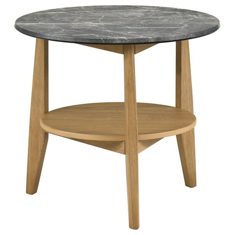 Bradley Round SmartTop™ End Side Table Grey and Natural