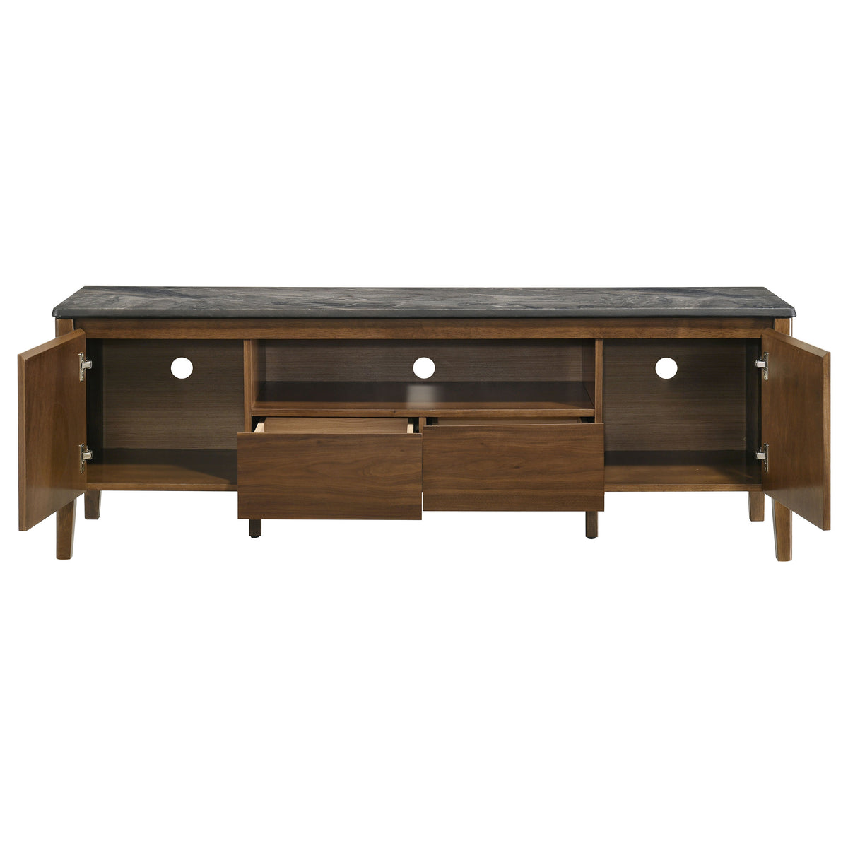 Bradley 63-inch 2-Door SmartTop™ TV Stand Smokey Grey and Dark Brown