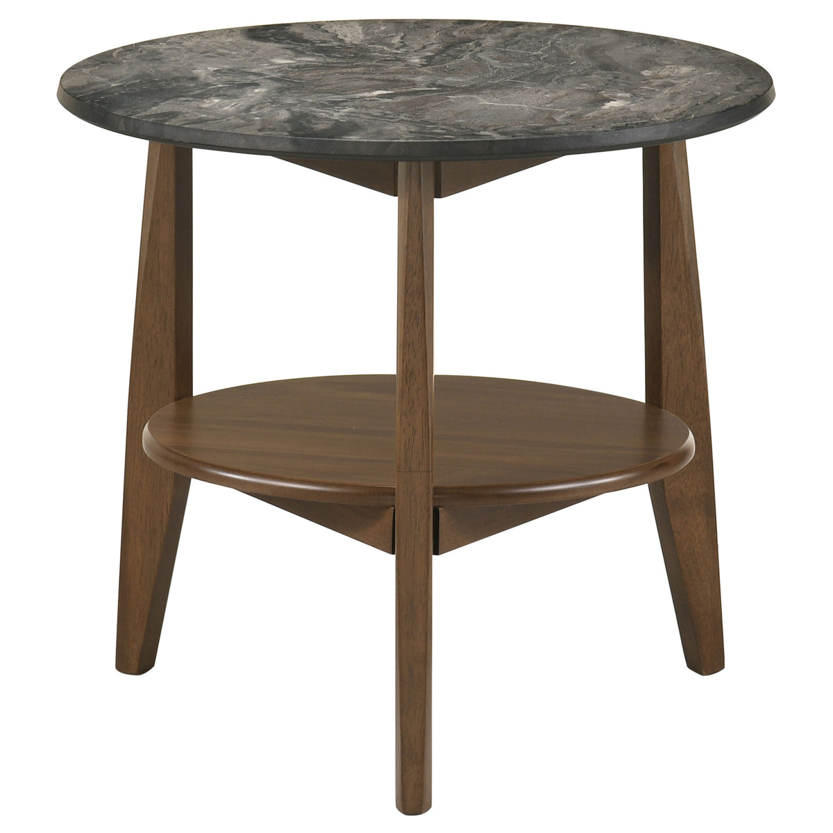 Bradley Round SmartTop™ End Side Table Smokey Grey and Dark Brown