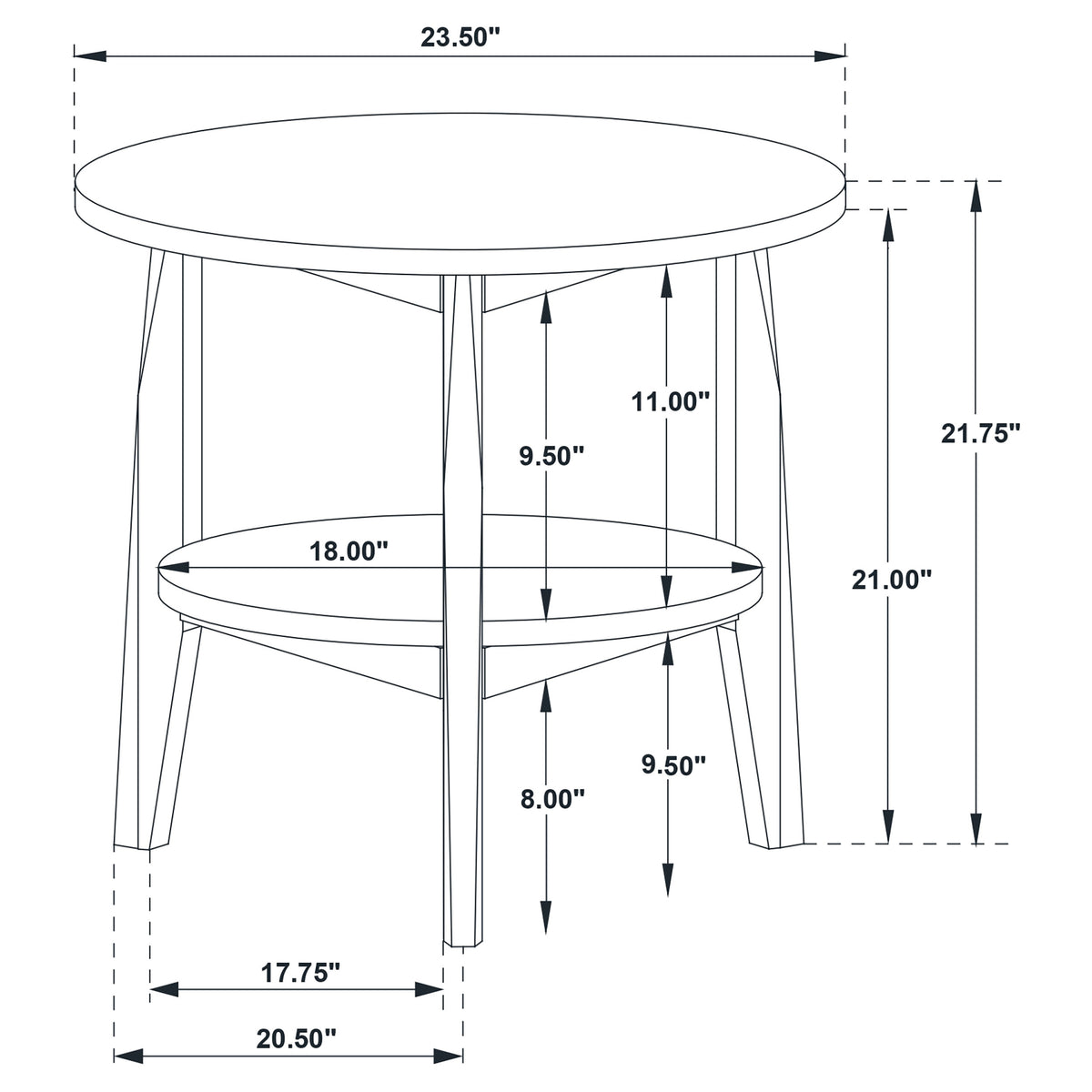 Bradley Round SmartTop™ End Side Table Smokey Grey and Dark Brown