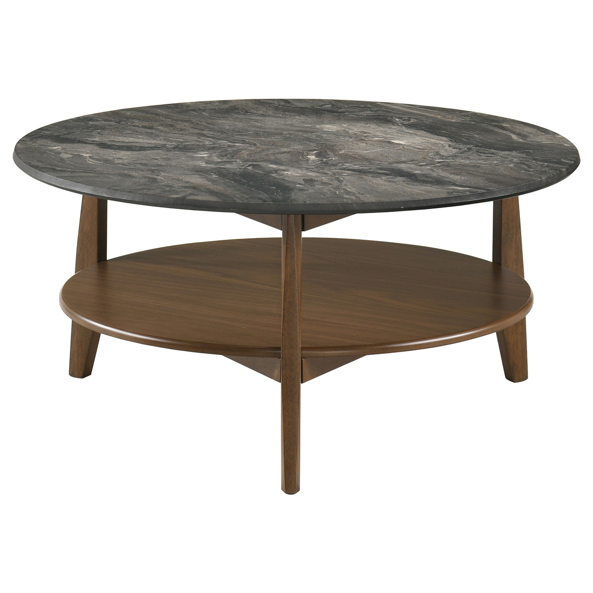 Bradley Round SmartTop™ Cocktail Coffee Table Smokey Grey and Dark Brown