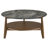 Bradley Round SmartTop™ Cocktail Coffee Table Smokey Grey and Dark Brown