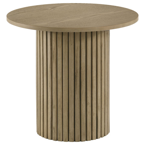 Hamlyn Round Fluted Occasional Side End Table Natural Oak
