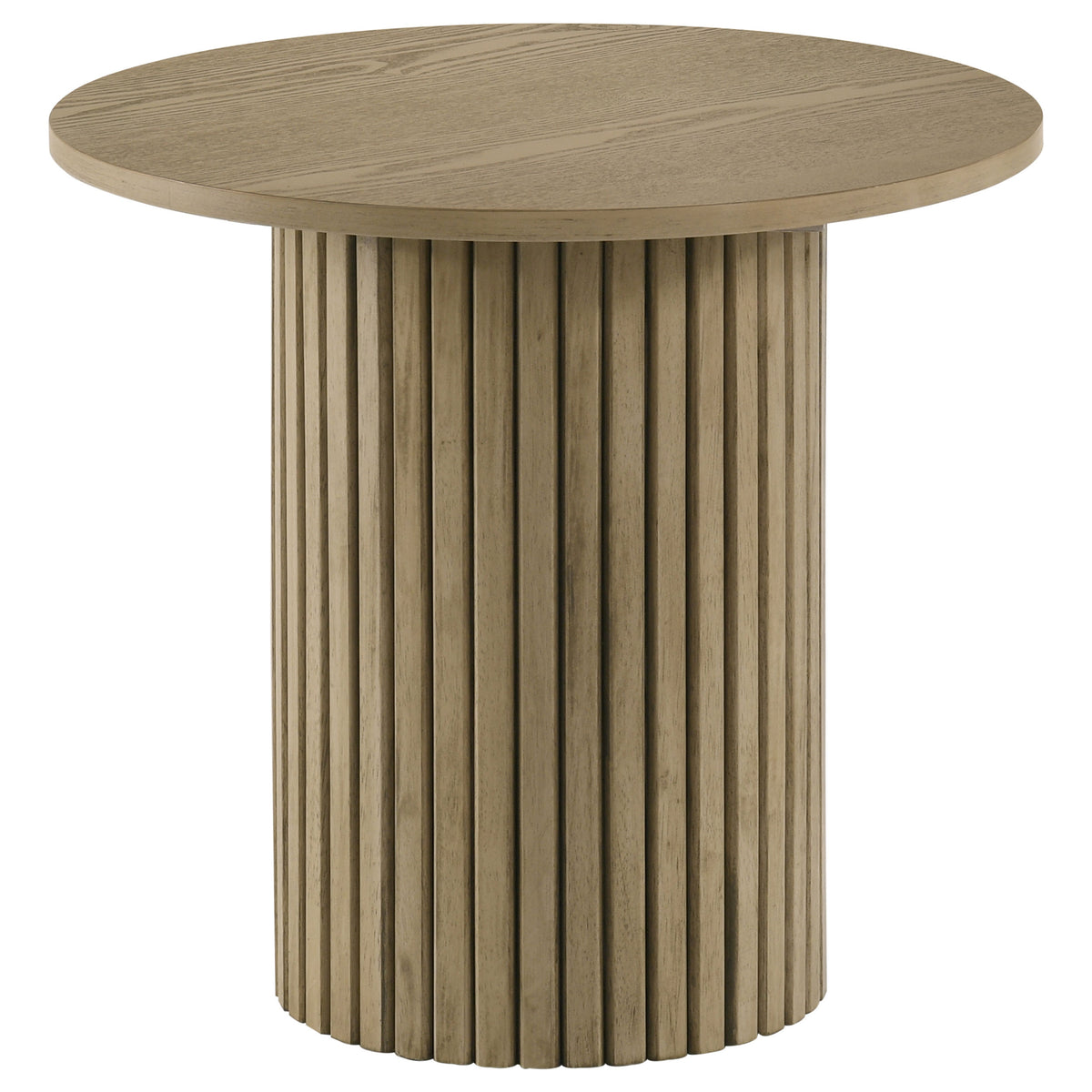 Hamlyn 2-piece Round Fluted Coffee and End Table Set Natural Oak