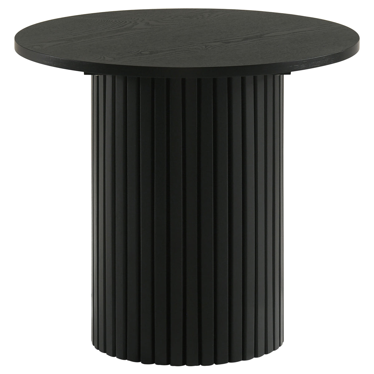 Hamlyn 2-piece Round Fluted Coffee and End Table Set Black