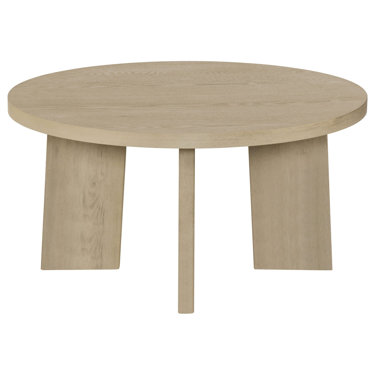 Strouse 3-Piece Round Coffee and End Table Set in Natural Oak