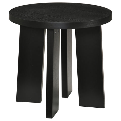Strouse Contemporary Round End Table in Black