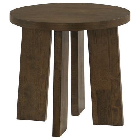 Strouse Contemporary Round End Table in Walnut