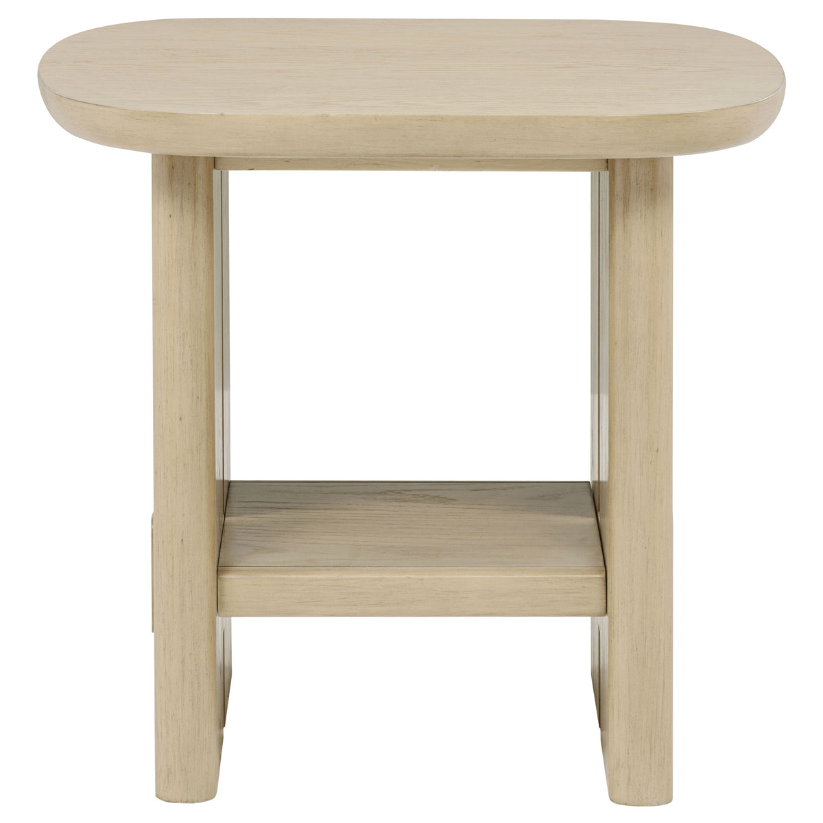 Kailani Coastal Rectangular End Side Table with Shelf Beige Oak