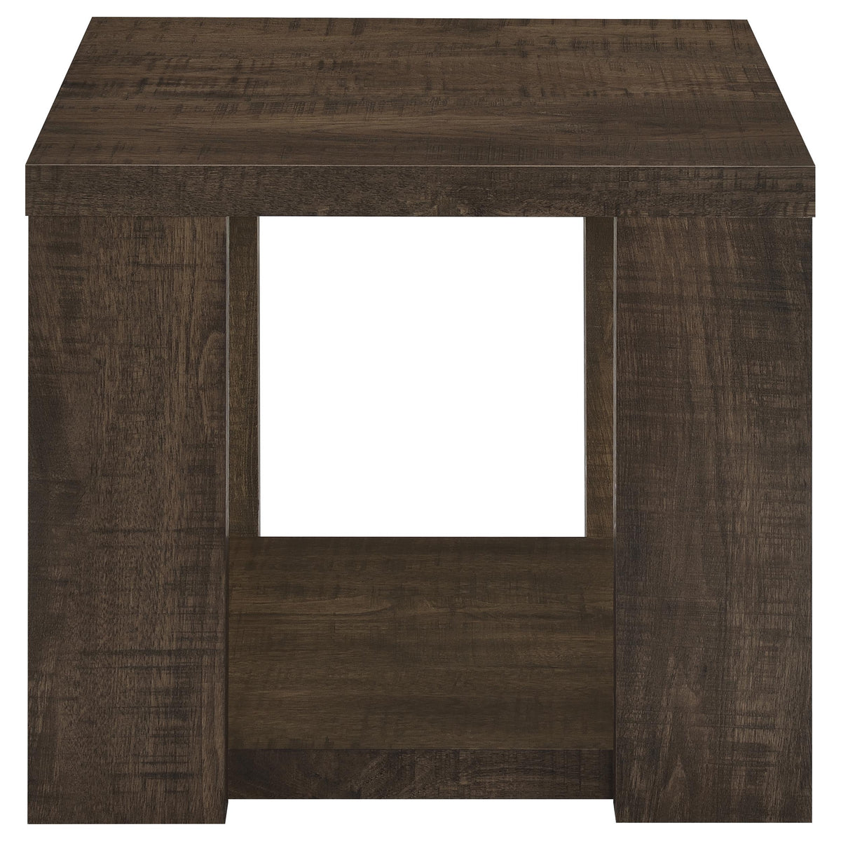 Pavone 2-Piece Coffee and End Table Set with Open Shelves Dark Rustic Mango