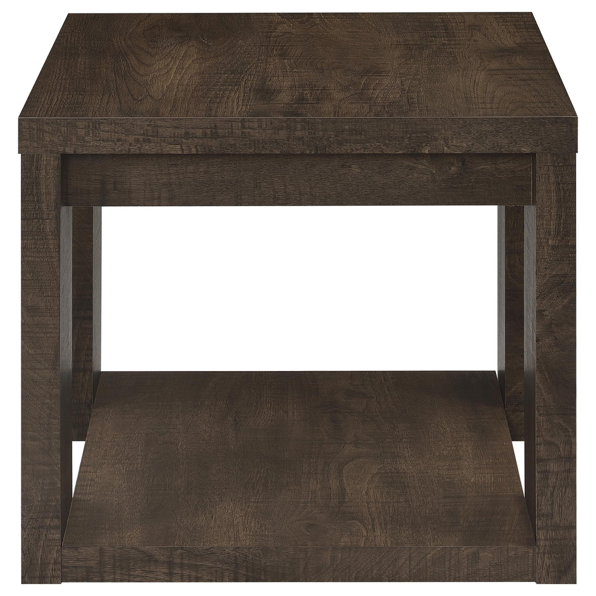 Pavone 2-Piece Coffee and End Table Set with Open Shelves Dark Rustic Mango