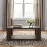 Pavone Rectangular Coffee Table with Open Lower Shelf Dark Rustic Mango