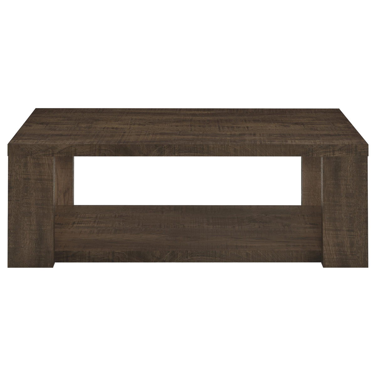Pavone Rectangular Coffee Table with Open Lower Shelf Dark Rustic Mango