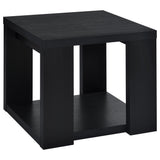 Pavone Transitional Square Storage End Table with Open Lower Shelf Black