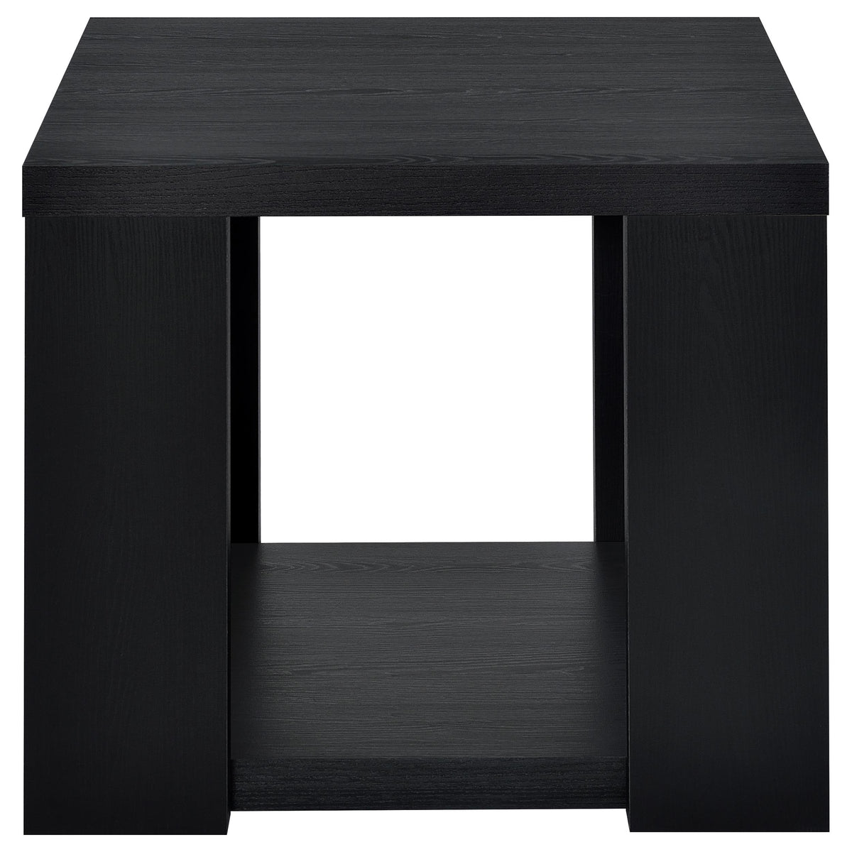 Pavone Transitional Square Storage End Table with Open Lower Shelf Black
