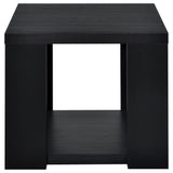 Pavone Transitional Square Storage End Table with Open Lower Shelf Black
