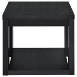 Pavone Transitional Square Storage End Table with Open Lower Shelf Black