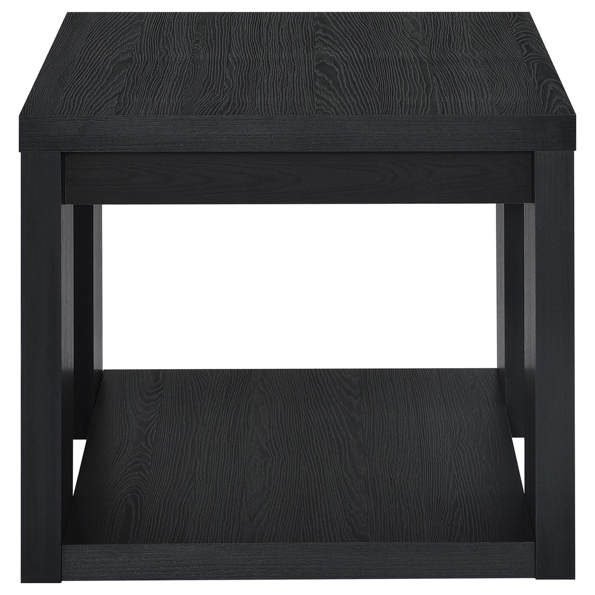 Pavone 2-Piece Transitional Coffee and End Table Set with Shelves Black