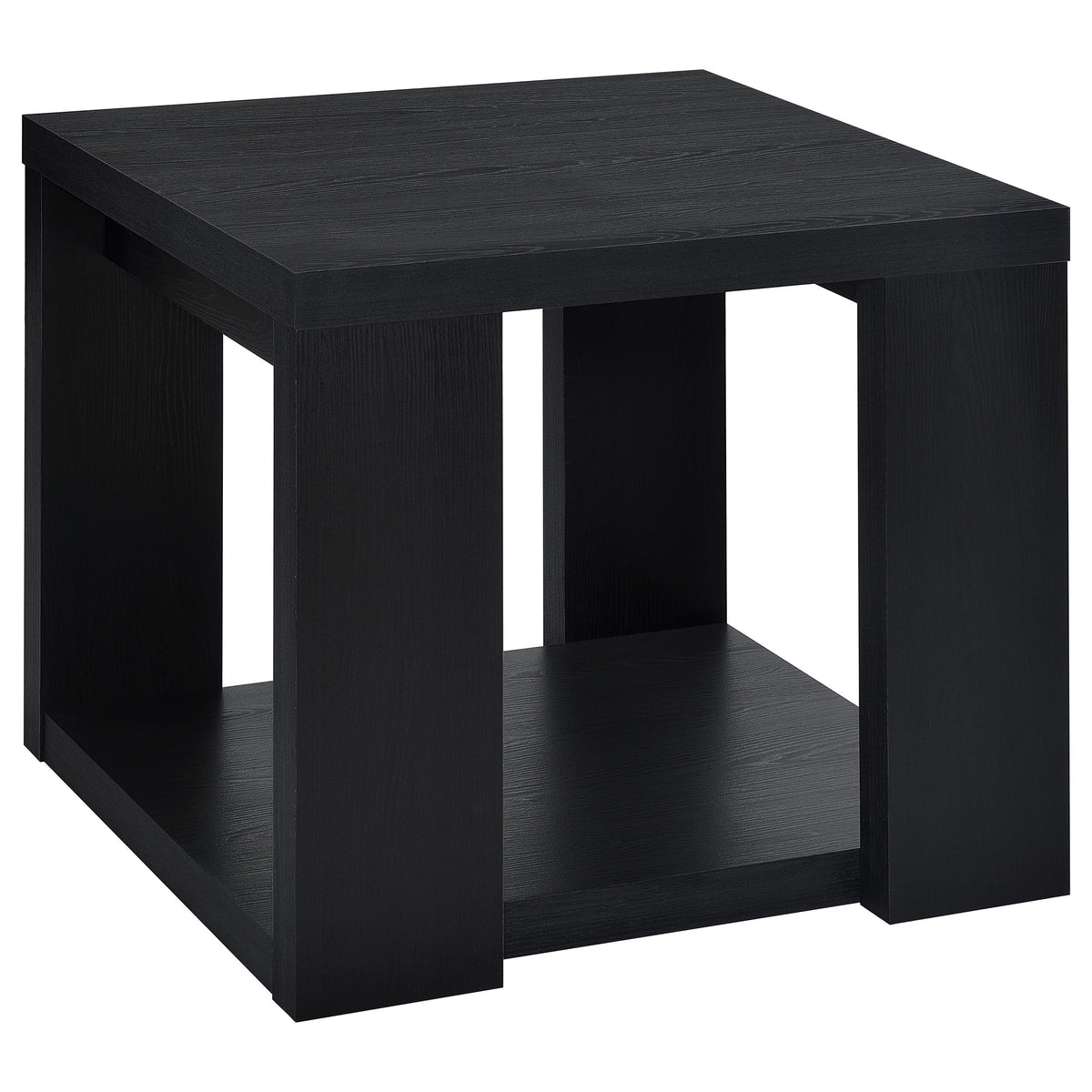 Pavone 3-Piece Transitional Coffee and End Table Set with Shelves Black