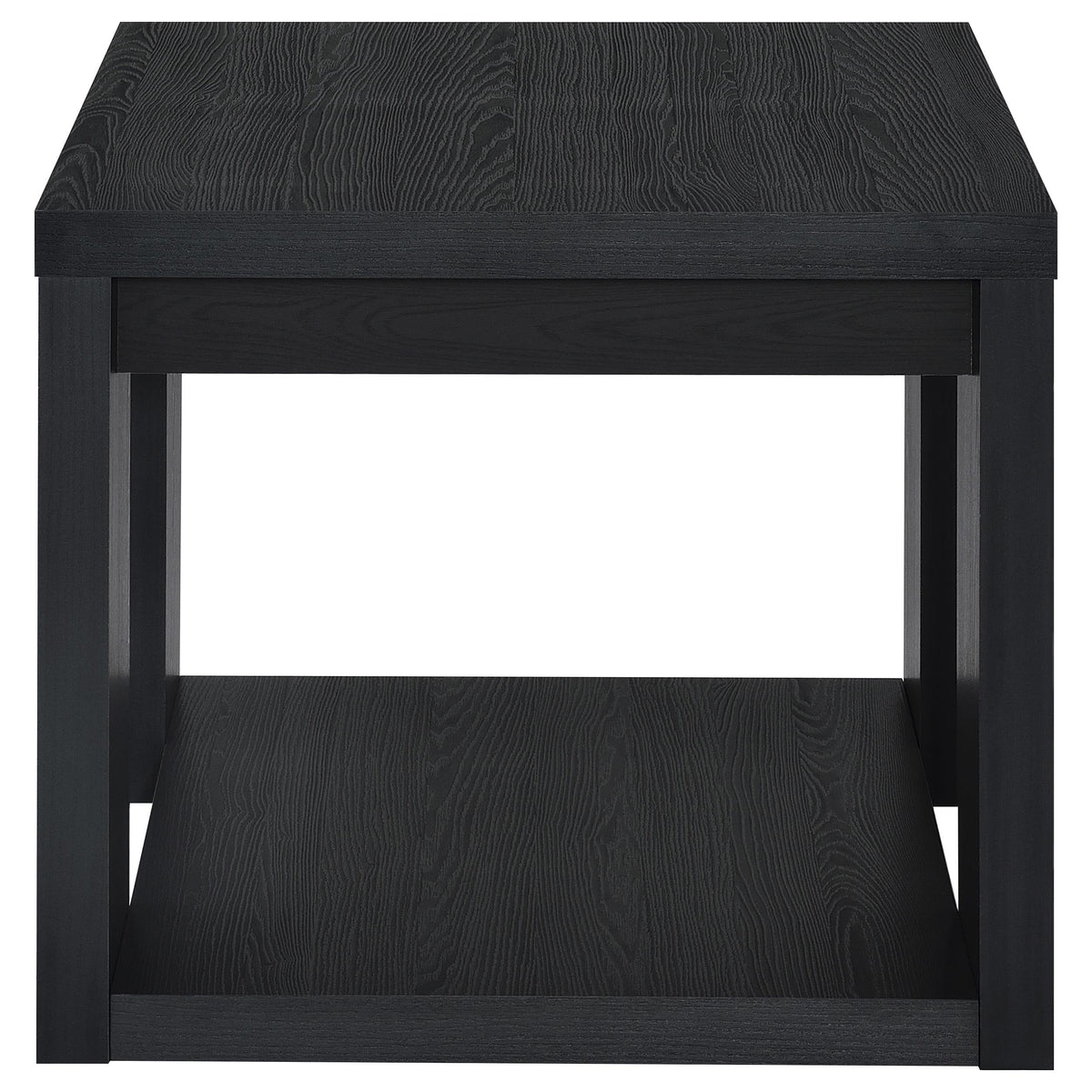 Pavone 3-Piece Transitional Coffee and End Table Set with Shelves Black