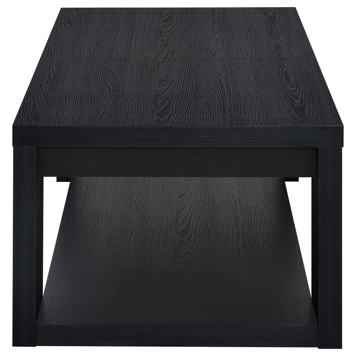 Pavone 3-Piece Transitional Coffee and End Table Set with Shelves Black