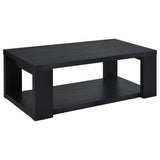 Pavone Transitional Rectangular Coffee Table with Open Lower Shelf Black