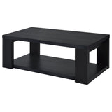 Pavone Transitional Rectangular Coffee Table with Open Lower Shelf Black
