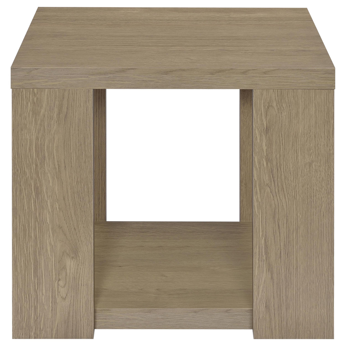 Pavone 2-Piece Transitional Coffee and End Table Set with Shelves Latte