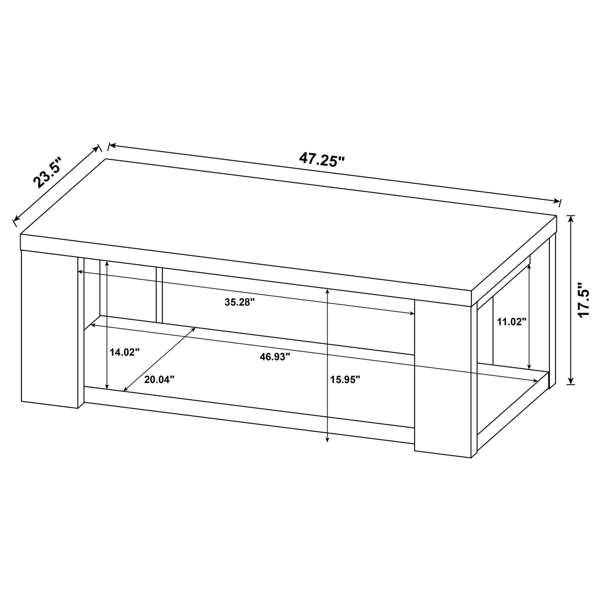 Pavone 2-Piece Transitional Coffee and End Table Set with Shelves Latte
