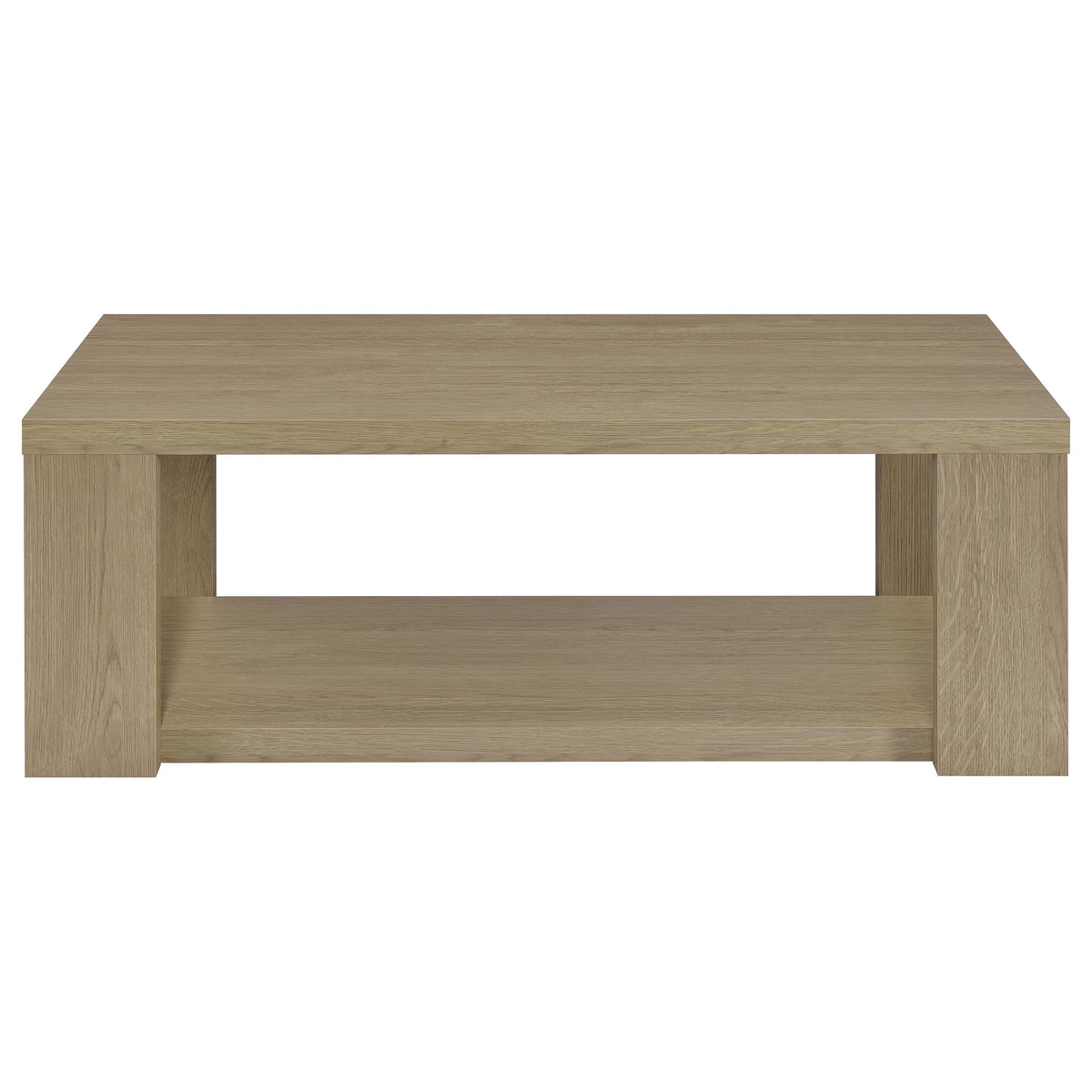 Pavone Transitional Rectangular Coffee Table with Open Lower Shelf Latte