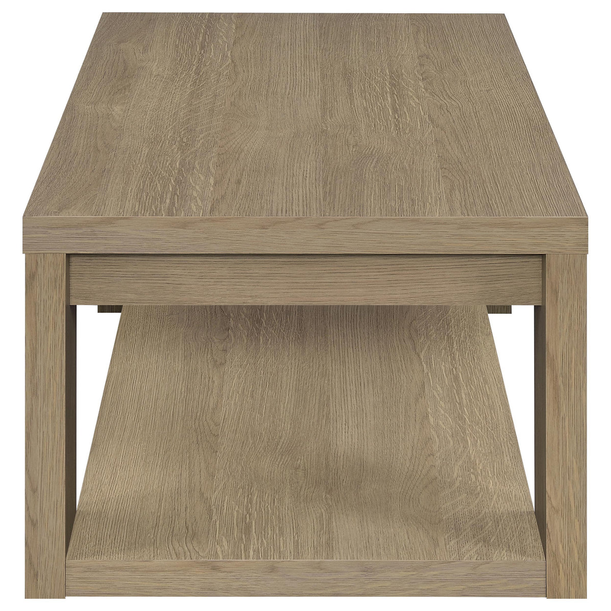 Pavone Transitional Rectangular Coffee Table with Open Lower Shelf Latte