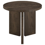 Aragon Round Panel Base End Table Dark Rustic Mango