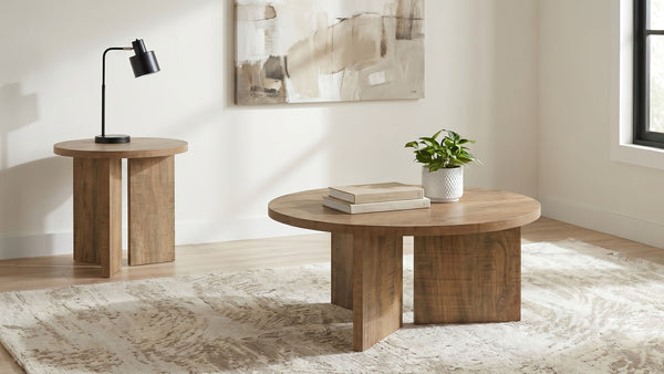 Aragon 2-Piece Round Coffee and End Table Set Mango