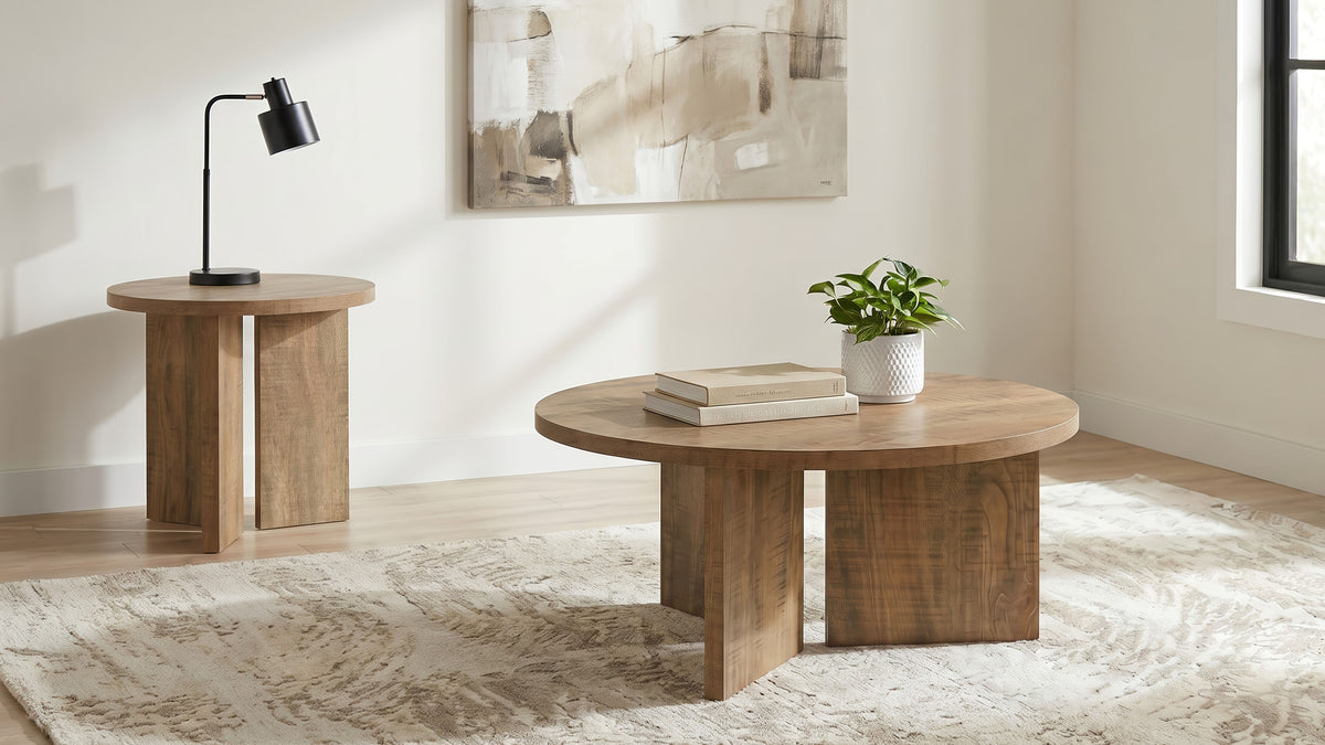 Aragon Round Panel Base Coffee Table Mango