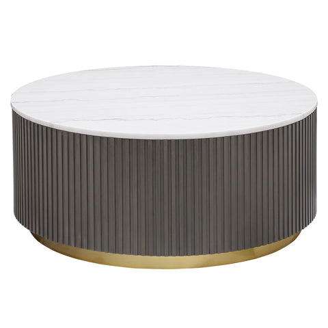 Jason Round White Marble Top Coffee Table Charcoal
