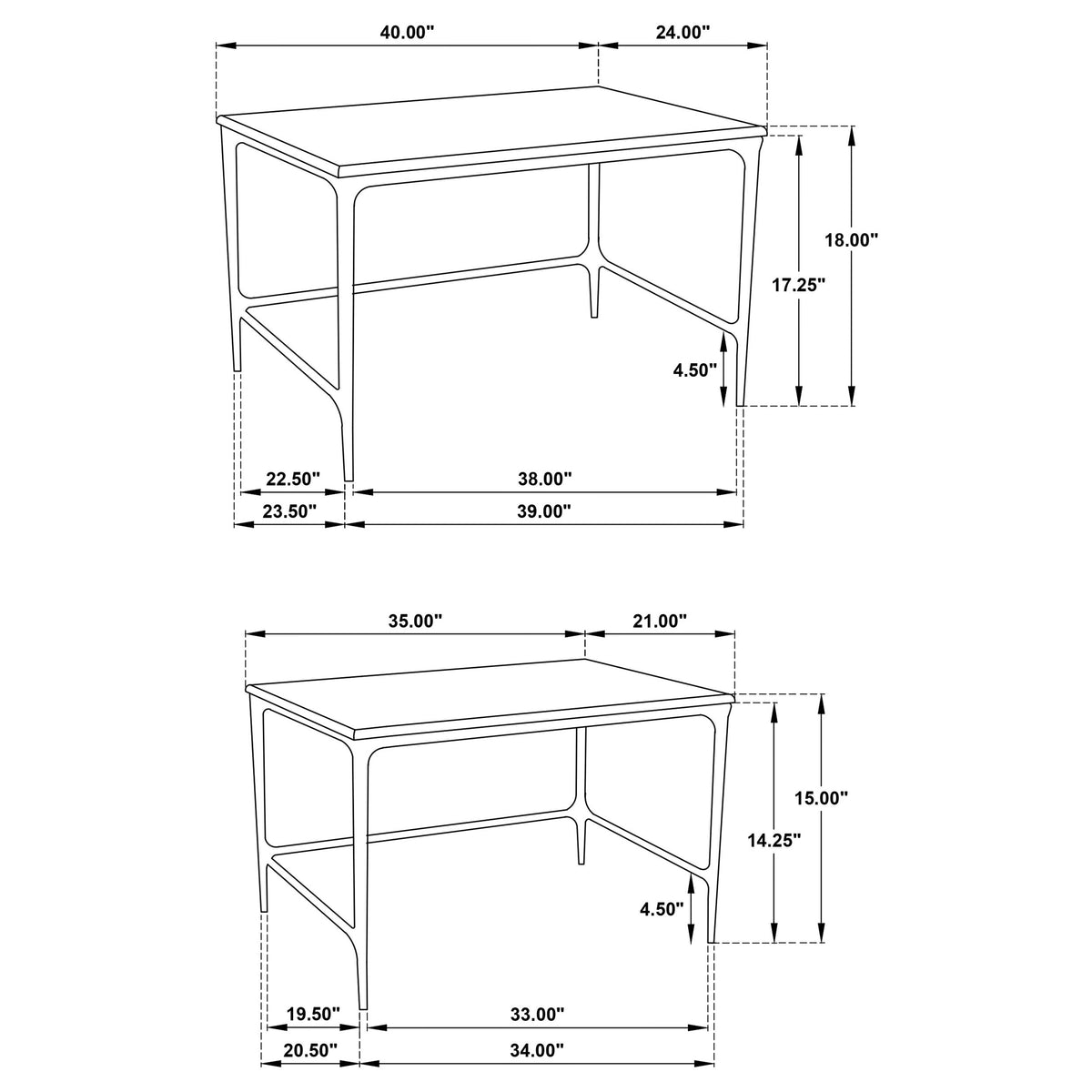 Ebby 2-piece Genuine Marble Top Nesting Coffee Tables White