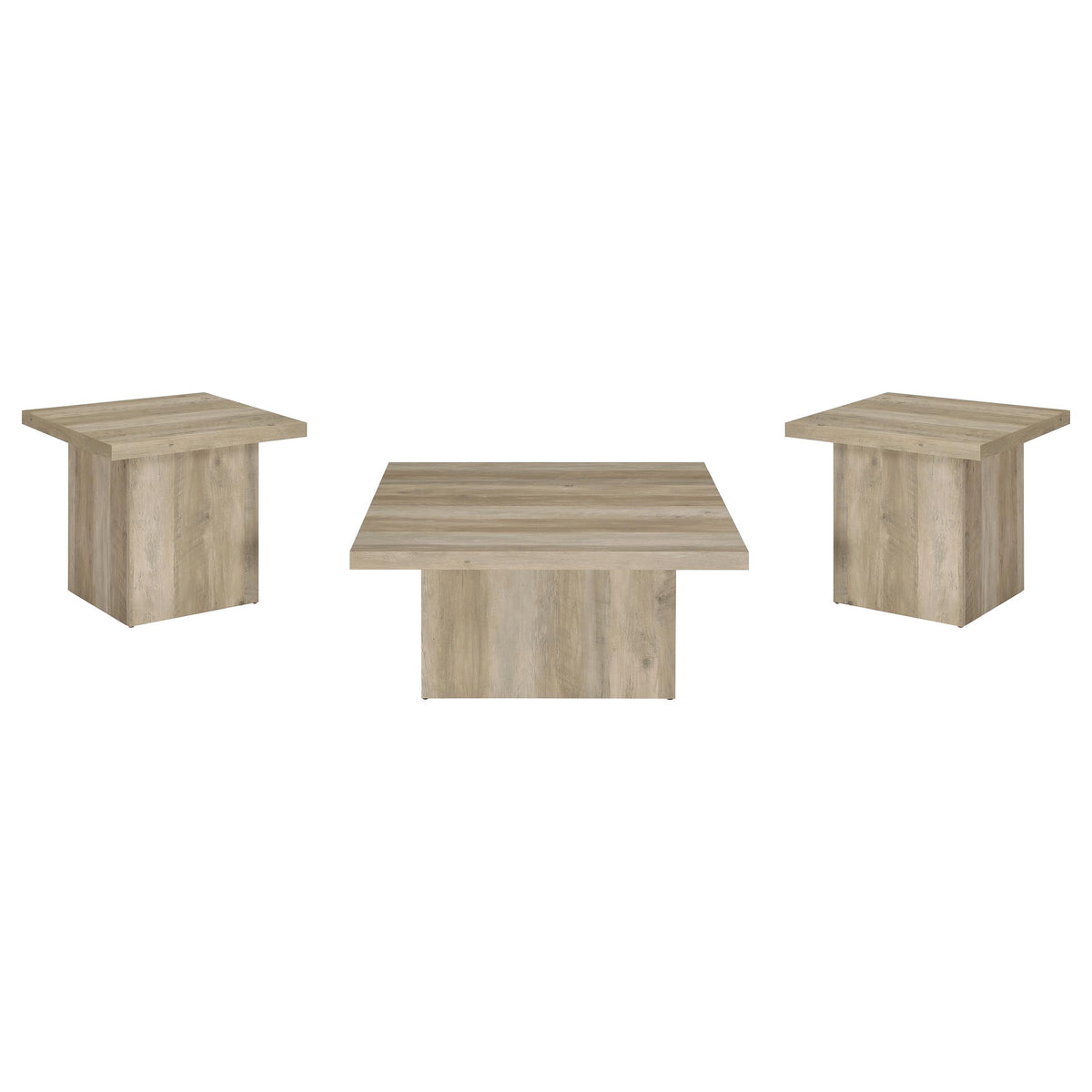 Devar 3-piece Square Coffee End Table Set Distressed Pine