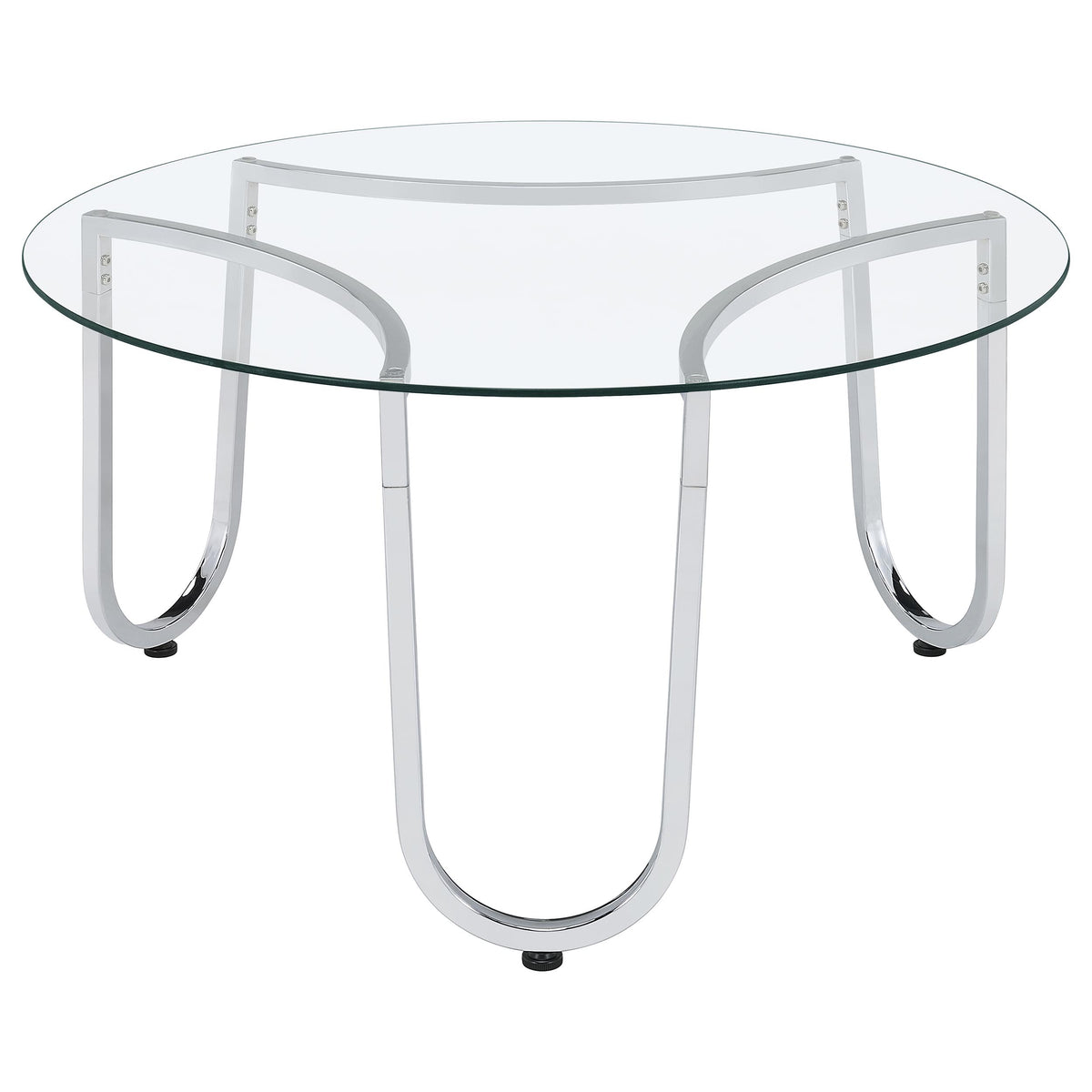 Beller 3-piece Round Tempered Glass Top Coffee Table Set Chrome