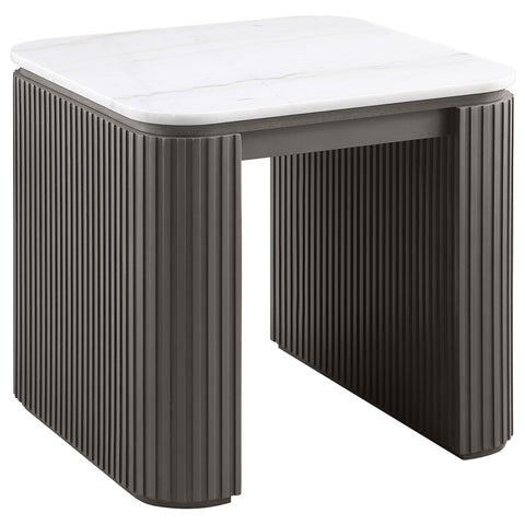 Lior Square Marble Top End Table Charcoal