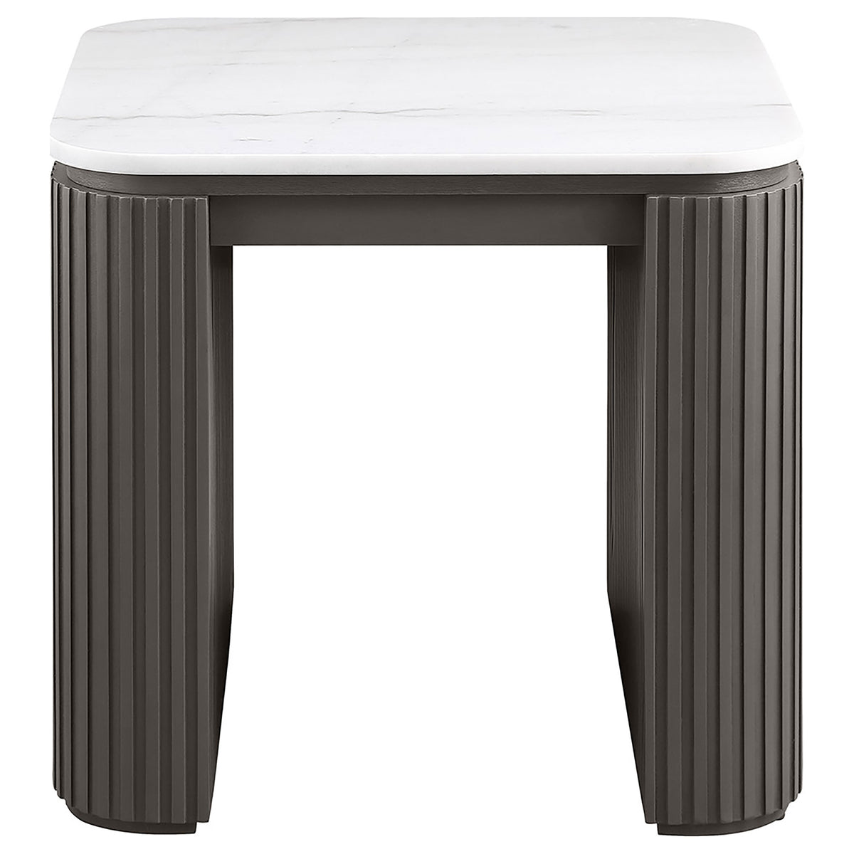 Lior 2-Piece Rectangular Marble Top Coffee and End Table Set Charcoal