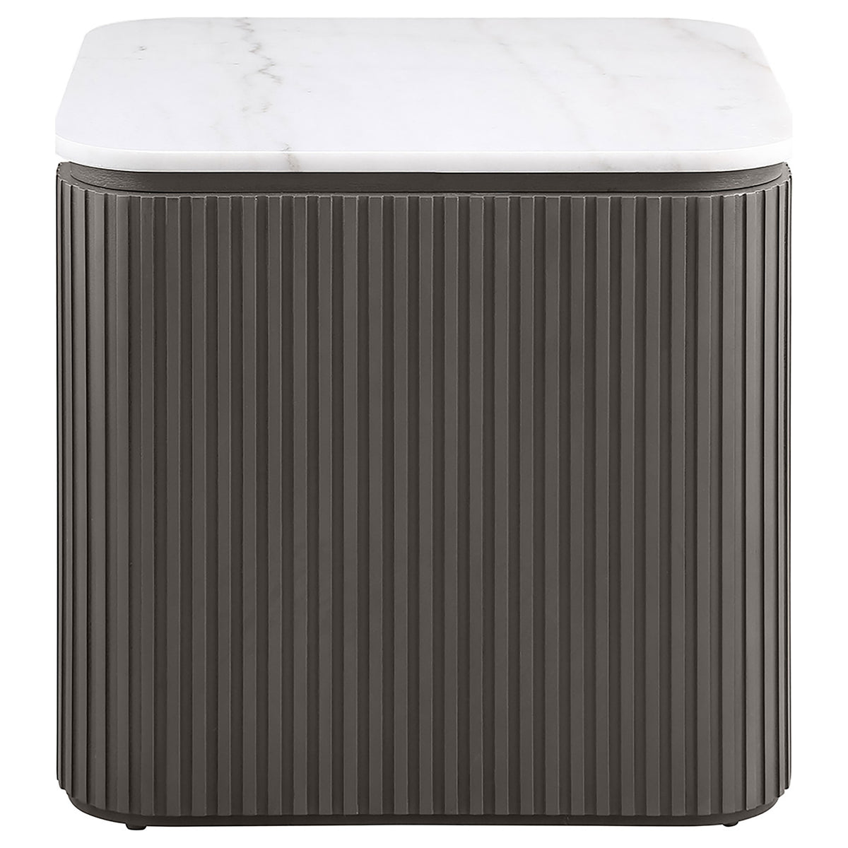 Lior 2-Piece Rectangular Marble Top Coffee and End Table Set Charcoal