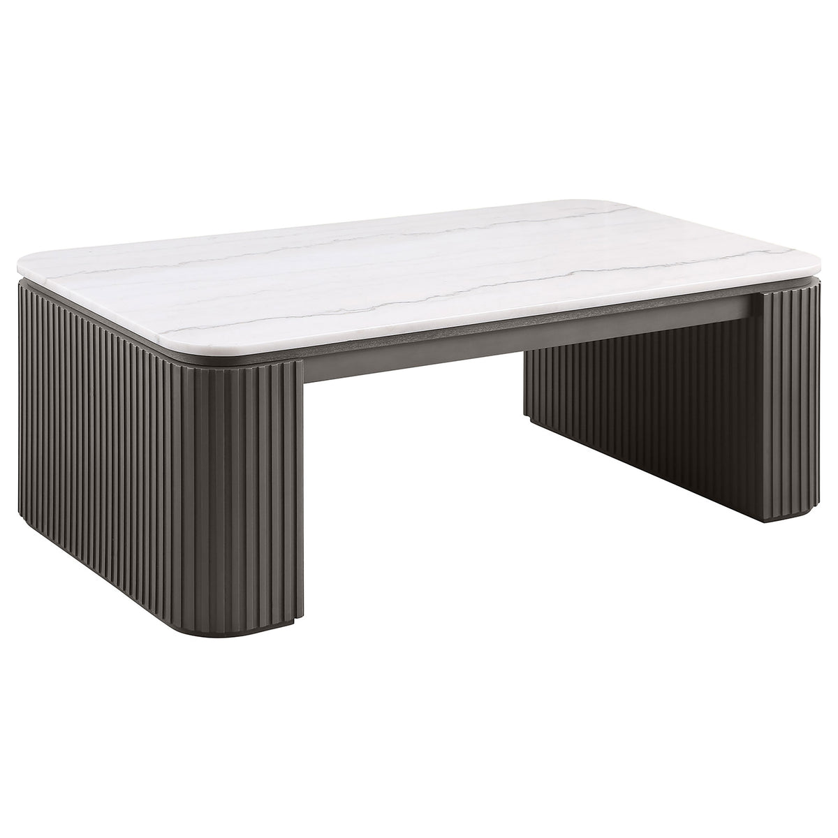 Lior 2-Piece Rectangular Marble Top Coffee and End Table Set Charcoal