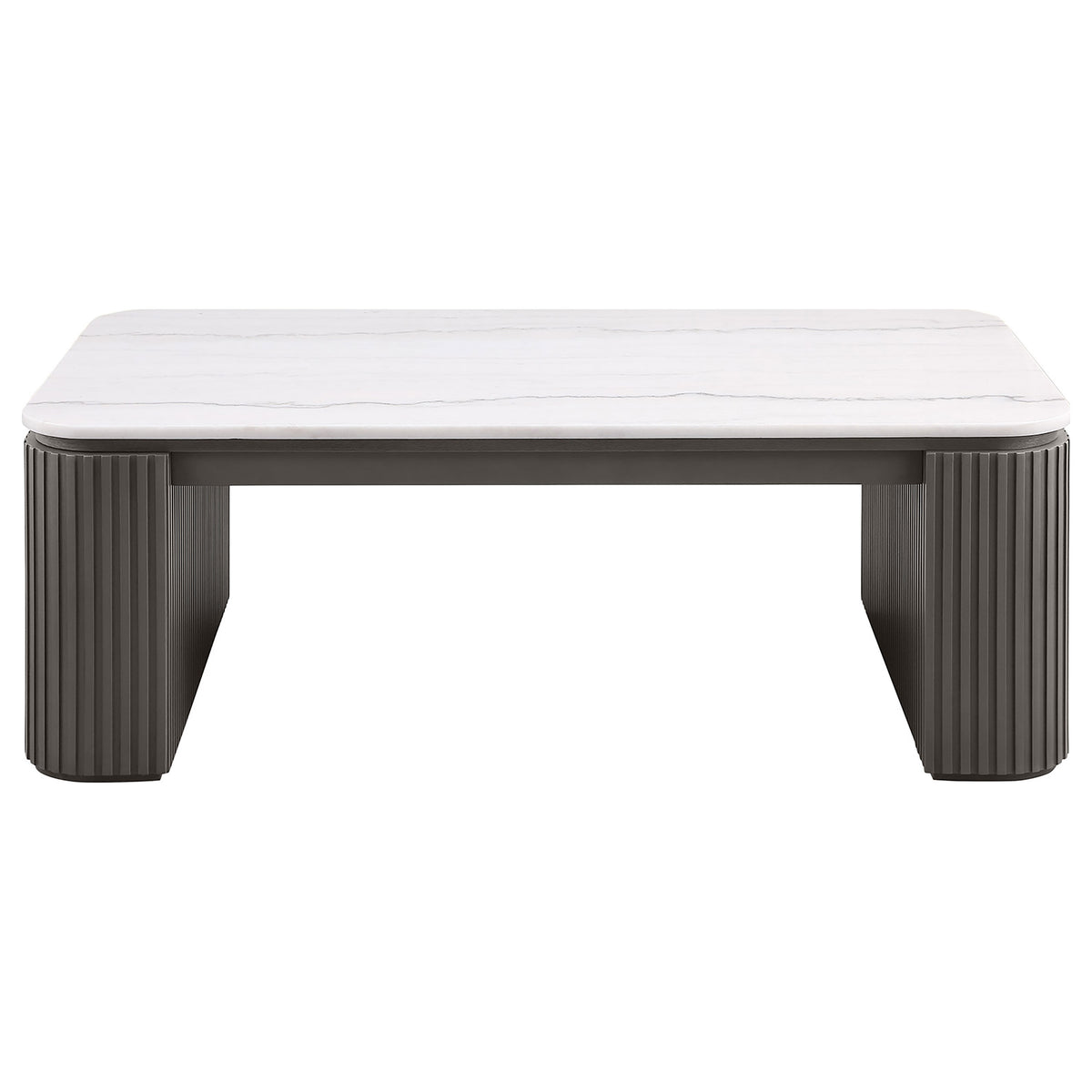 Lior 2-Piece Rectangular Marble Top Coffee and End Table Set Charcoal