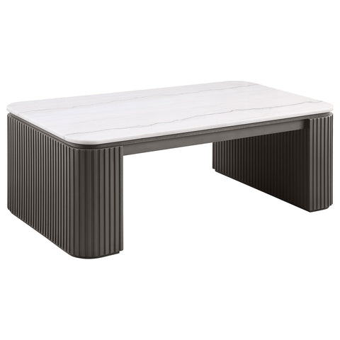 Lior Rectangular Marble Top Coffee Table Charcoal