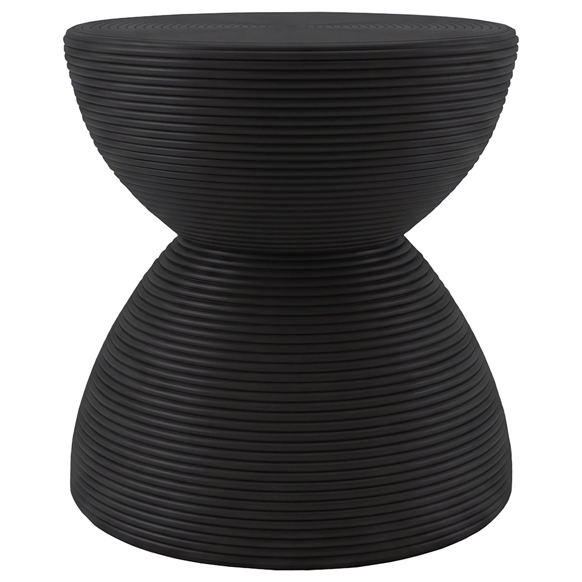 Macedo 3-Piece Transitional Round Rattan Coffee and End Table Set Black