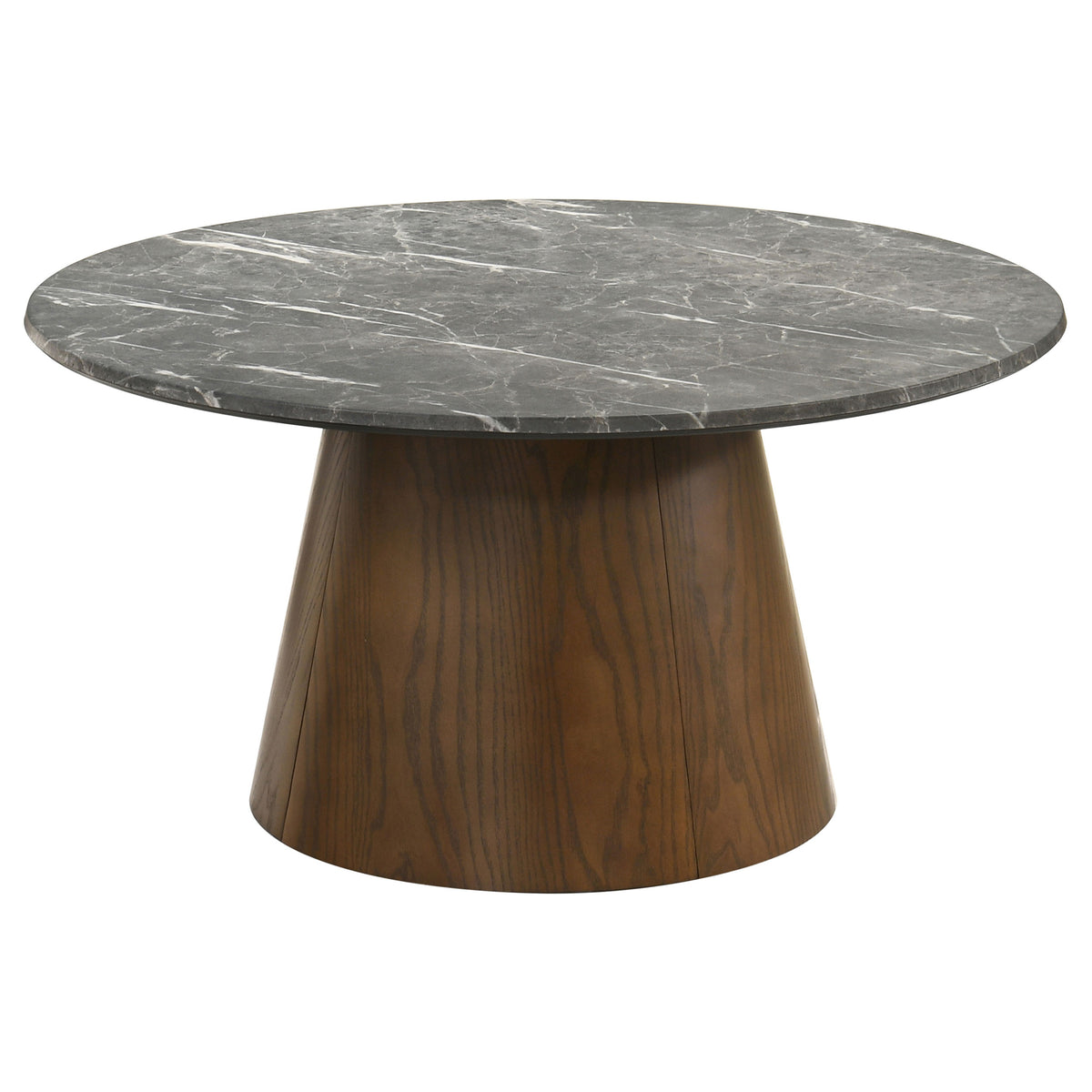 Franklin 3-piece Round SmartTop™ Pedestal Coffee Table Set Grey and Dark Brown