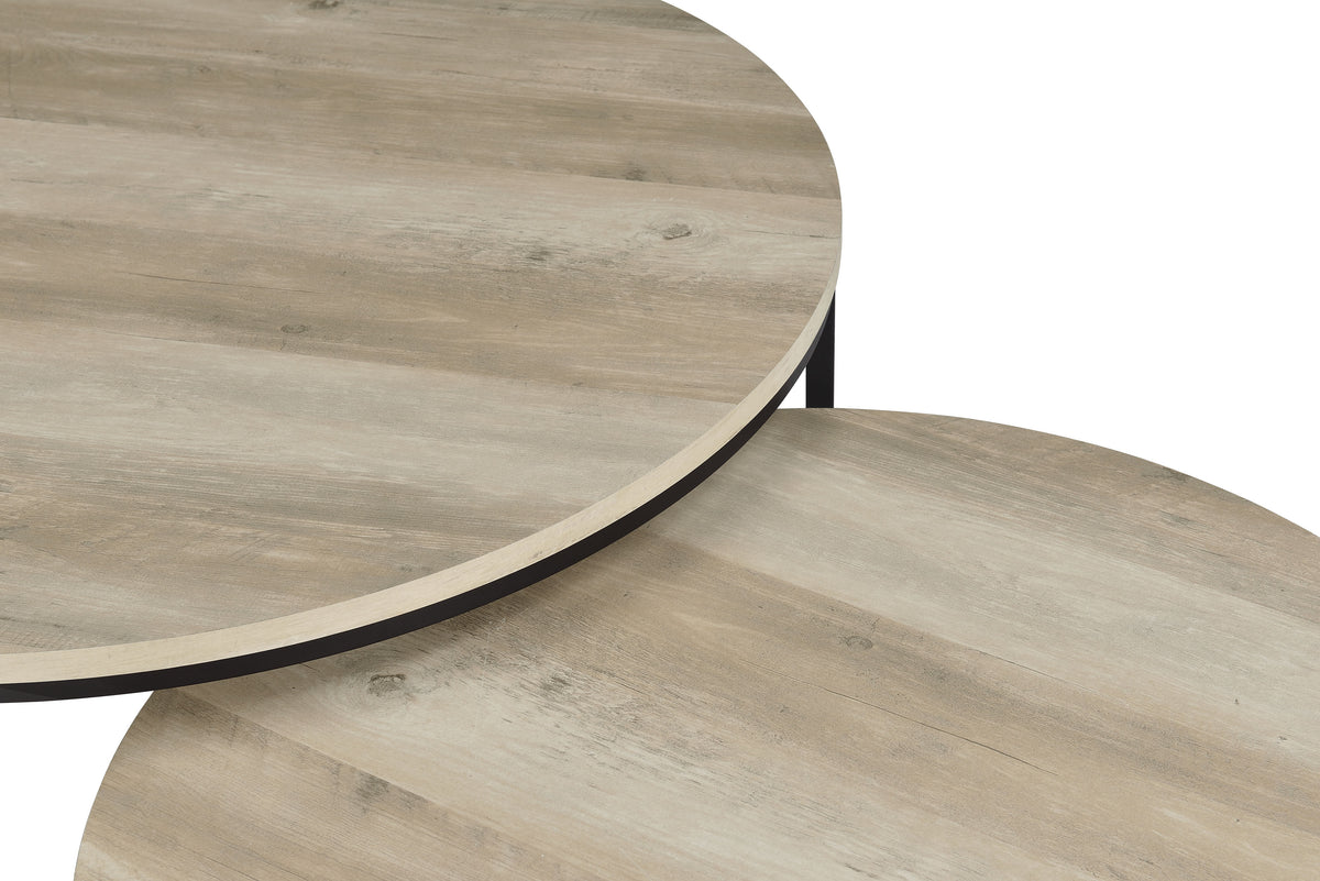 Lainey 2-piece Round Nesting Coffee Table Distressed Pine