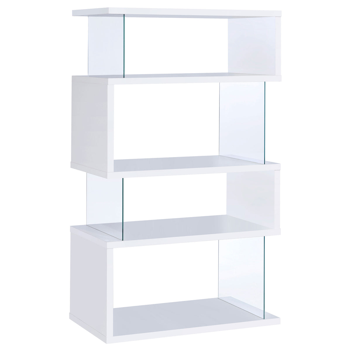 Emelle 63-inch 3-shelf Glass Panel Bookshelf White