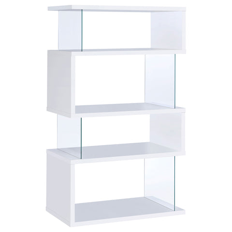 Emelle 63-inch 3-shelf Glass Panel Bookshelf White